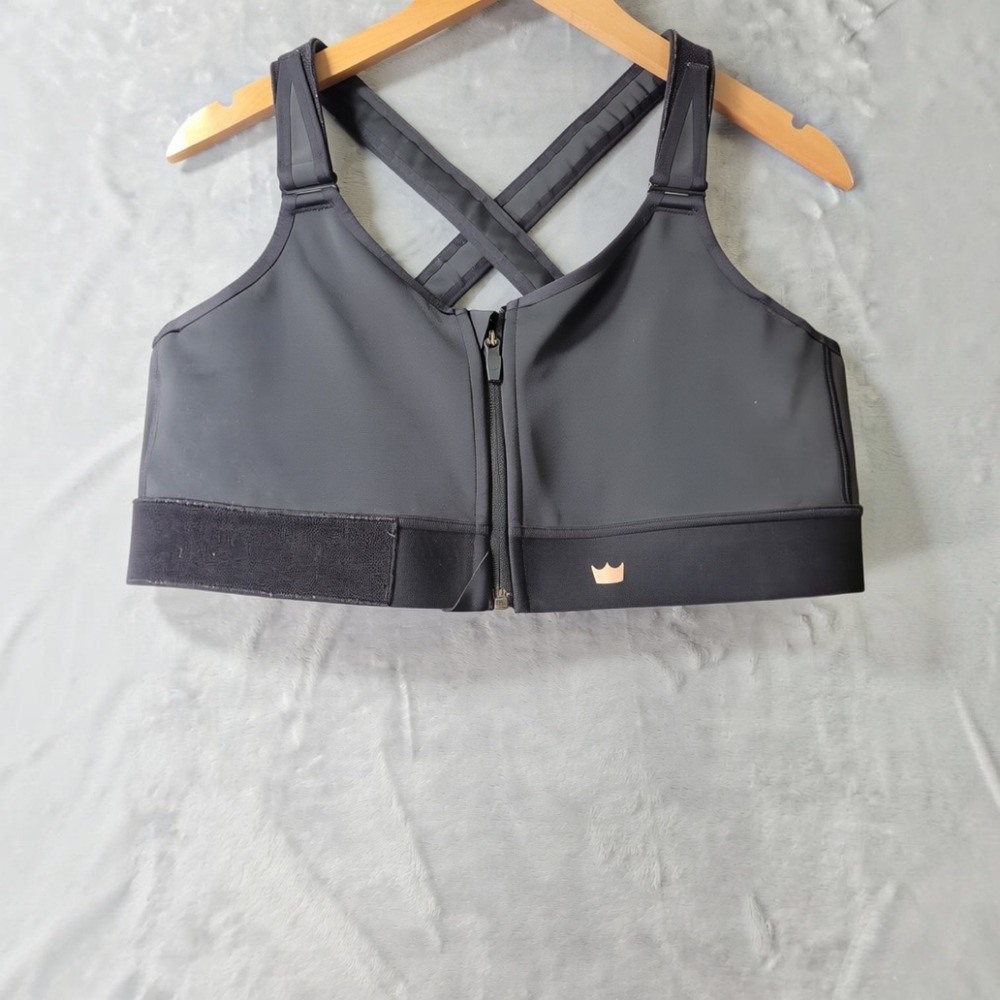 SHEFIT Black High-Impact Front-Zip Support Sports Bra